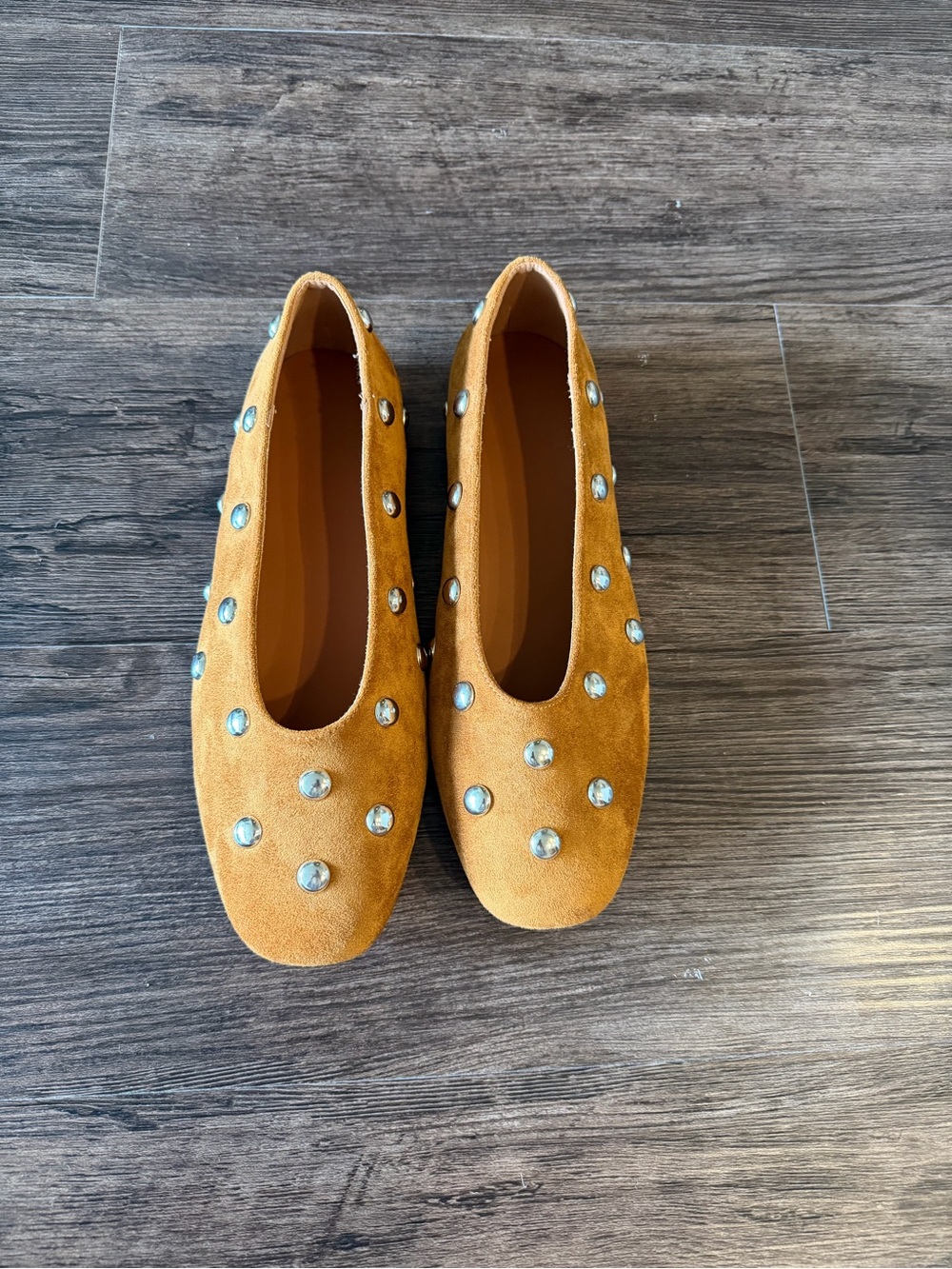 Studded Suede Ballet Flats